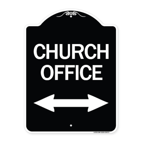 Signmission Church Parking W/ Bidirectional Arrow Heavy-Gauge Aluminum Sign, 24" x 18", BW-1824-24273 A-DES-BW-1824-24273 - main